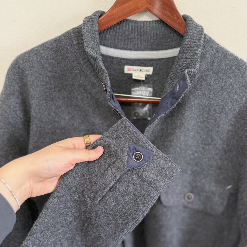 32 Bar Blues Men's 100% Merino Wool Shacket Charcoal Gray Button Front Sz XL NWT - Picture 4 of 6